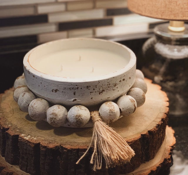 White Beaded Soy Candle